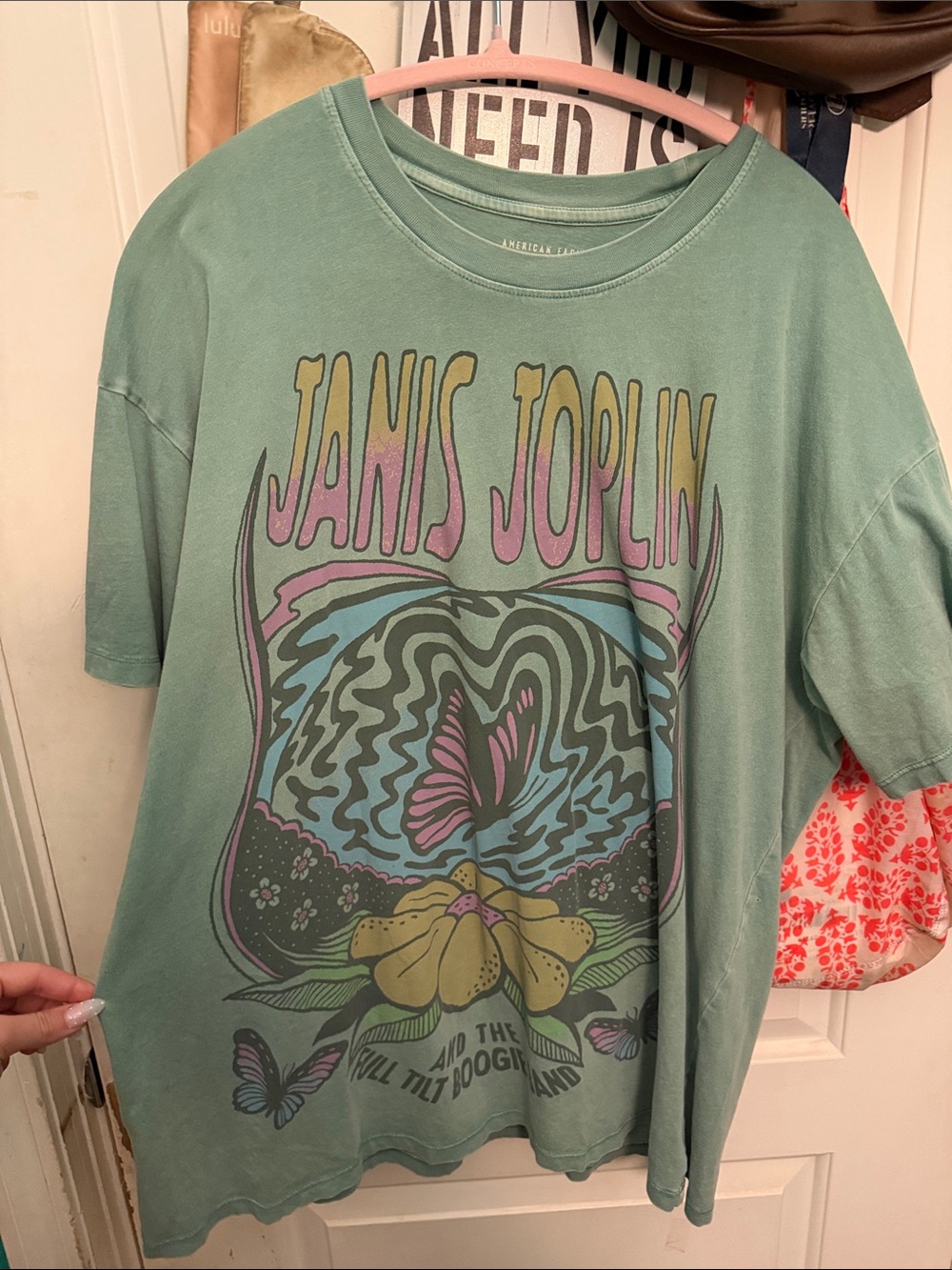 Janis Joplin Graphic Tee in Seafoam Green